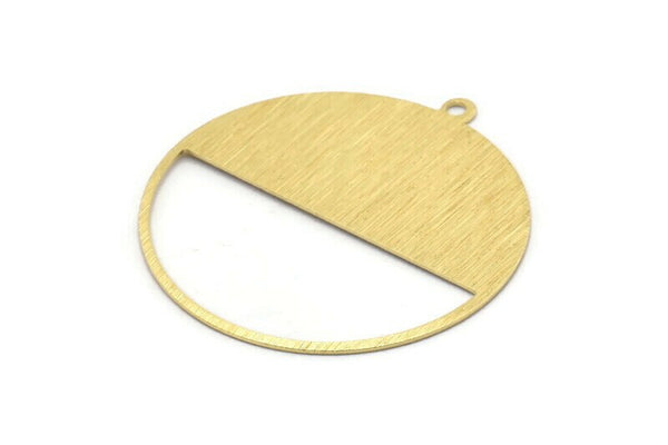Brass Circle Charm, 4 Textured Raw Brass Circle Charms With 1 Loop, Pendants, Earrings, Findings (41x38x0.6mm) M02056