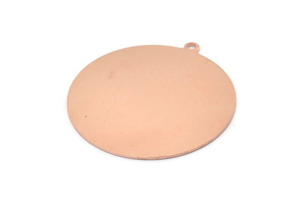 Copper Circle Charm, 4 Raw Copper Circle Charms With 1 Loop, Pendants, Earrings, Findings (41x38x0.6mm) M02059