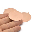 Copper Circle Charm, 4 Raw Copper Circle Charms With 1 Loop, Pendants, Earrings, Findings (41x38x0.6mm) M02059