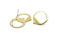 Brass Round Earring, 8 Raw Brass Round Stud Earrings With 1 Hole (21x23x0.90mm) M989 A2329