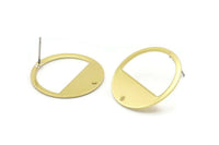 Brass Round Earring, 10 Raw Brass Round Stud Earrings With 1 Hole (25x0.80mm) M415 A2331