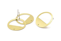 Brass Round Earring, 10 Raw Brass Round Stud Earrings With 1 Hole (25x0.80mm) M415 A2331