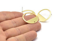 Brass Round Earring, 10 Raw Brass Round Stud Earrings With 1 Hole (25x0.80mm) M415 A2331