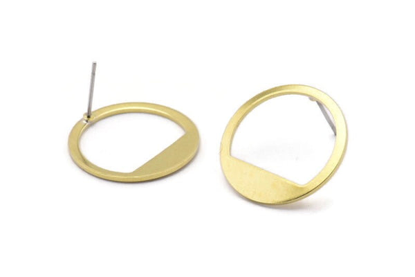 Brass Round Earring, 8 Raw Brass Round Stud Earrings (21x0.90mm) M990 A2332