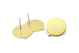 Brass Round Earring, 4 Raw Brass Round Stud Earrings With 1 Loop (21x23x0.90mm) M970 A2060