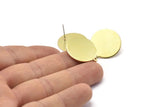 Brass Round Earring, 4 Raw Brass Round Stud Earrings With 1 Loop (21x23x0.90mm) M970 A2060