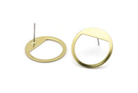 Brass Round Earring, 8 Raw Brass Round Stud Earrings (21x0.90mm) M990 A2327