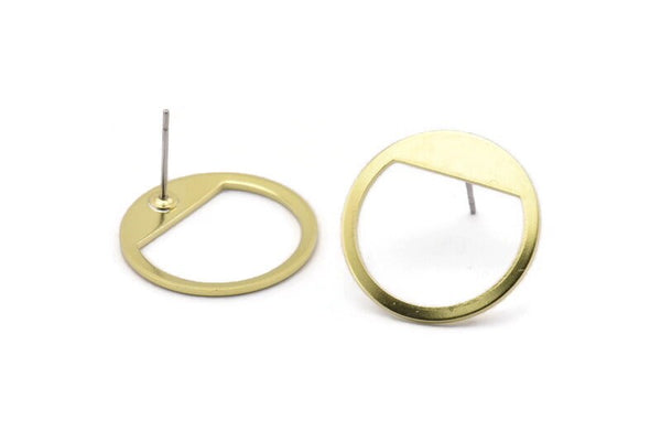 Brass Round Earring, 8 Raw Brass Round Stud Earrings (21x0.90mm) M990 A2327