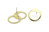 Brass Round Earring, 8 Raw Brass Round Stud Earrings (21x0.90mm) M990 A2327