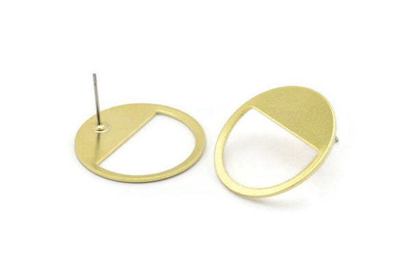 Pirinç Yuvarlak Küpe, 10 Ham Pirinç Yuvarlak Saplama Küpe (25x0,80 mm) M416 A2339