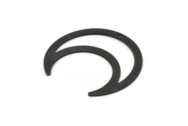 Black Moon Charm, 4 Oxidized Black Brass Crescent Moon Charms With 1 Hole, Pendants (42x16x0.80mm) M438 S1197