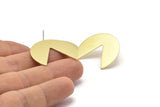 Brass Geometric Earring, 4 Raw Brass Pizza Slice Stud Earrings (30x26x0.80mm) M396 A2346