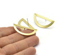 Semi Circle Earring, 6 Raw Brass Half Moon Stud Earrings (38x17x0.80mm) M515 A2352