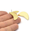 Brass Moon Earring, 8 Raw Brass Moon Stud Earrings (31x11x0.80mm) M191 A2335