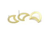 Brass Moon Earring, 6 Raw Brass Moon Stud Earrings (25x15x0.70mm) M768 A2333