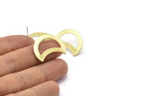Brass Moon Earring, 6 Raw Brass Moon Stud Earrings (25x15x0.70mm) M768 A2333