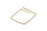 Gold Square Earring, 4 Gold Brass Wire Square Earring Charms With 1 Hole, Pendants, Findings (30x1mm) E548