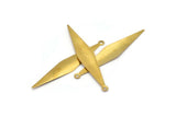 Brass Leaf Charm, 12 Raw Brass Leaf Charms (46mm) Bs 1296