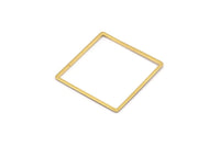 Brass Square Pendant, 6 Raw Brass Square Connectors (35mm) Bs 1309