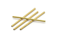 Brass Tube Beads - 50 Raw Brass Tube Beads (2x45mm) Bs 1338