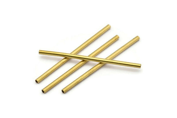 Brass Tube Beads - 50 Raw Brass Tube Beads (2x45mm) Bs 1338
