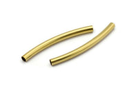 Brass Noodle Tube, 24 Raw Brass Curved Tube (4x50mm) Bs 1424