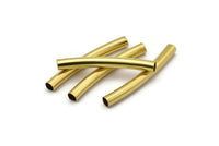 Brass Noodle Tube, 24 Raw Brass Curved Tubes (4x36mm) Bs 1422