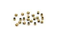 Raw Brass Tubes - 500 Raw Brass Short Tube Beads (2x2mm) Bs 1428