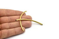 Brass Noodle Tubes - 24 Raw Brass Curved Tubes (3x70mm) Bs 1408