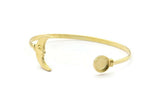 Brass Moon Cuff, Raw Brass Moon Cuff Stone Setting With 1 Pad -  Pad Size 10mm N1585