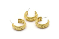 Earring Studs, 2 Raw Brass - Round Earrings - Brass Earrings - Earrings (24x9mm) N1582