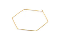 Gold Hexagon Earring, 6 Gold Plated Brass Wire Hexagon Earring Charms, Pendants, Findings (51x0.7mm) E301