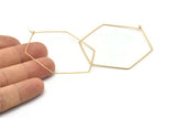 Gold Hexagon Earring, 6 Gold Plated Brass Wire Hexagon Earring Charms, Pendants, Findings (51x0.7mm) E301