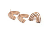 Earring Studs, 2 Rose Gold Plated Brass - U Shape Earrings - Rose Gold Earrings - Earrings (20x24x1mm) N1462 Q1075