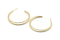 Gold Earring Wire, 2 Gold Plated Brass Wire Stud Earrings (40x1.2mm) D1630