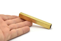 Geometric Tube Bead, 4 Huge Raw Brass Square Tubes (10x80mm) Bs 1513