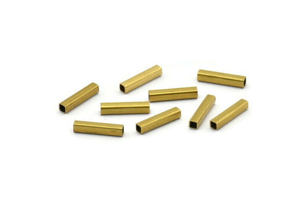 100 Tiny Raw Brass Square Tubes  (2x10mm) Bs 1564