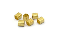Geometric Tube Beads, 50 Raw Brass Square Tubes, Findings, Spacer Beads, Tube Beads  (5x6mm) Bs 1598