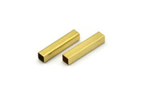 Geometric Spacer Bead, 50 Raw Brass Square Tubes (4x20mm) Bs 1589 A0715