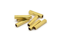 Geometric Spacer Bead, 50 Raw Brass Square Tubes (4x20mm) Bs 1589 A0715
