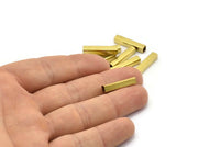 Geometric Spacer Bead, 50 Raw Brass Square Tubes (4x20mm) Bs 1589 A0715