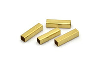 Square Tube Beads - 50 Raw Brass Square Tubes (4x16mm) Bs 1588
