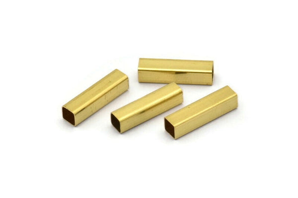 Square Tube Beads - 50 Raw Brass Square Tubes (4x16mm) Bs 1588