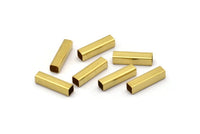 Square Tube Beads - 50 Raw Brass Square Tubes (4x16mm) Bs 1588