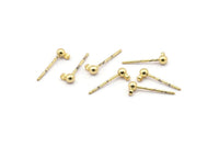 Gold Ball Earring, 18 Gold Plated Brass Ball Earring and 3 mm Hole Hook BS 1798