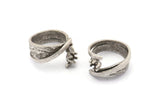 Stone Ring Setting - Antique Silver Plated Brass Adjustable Claw Ring Setting - Pad Size 4mm N0161