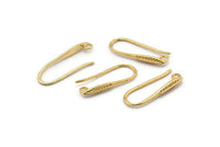 Gold Ear Hooks, 8 Gold Plated Brass Earring Textured Wires, Earring Hooks (21x8mm) BS 1825