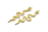 Brass Snake Pendant, 2 Raw Brass Snake Pendants With 1 Loop, Charms, Findings (53x13x1.8mm) N1600