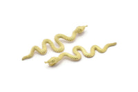 Brass Snake Pendant, 2 Raw Brass Snake Pendants With 1 Loop, Charms, Findings (53x13x1.8mm) N1600