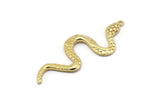 Brass Snake Pendant, 2 Raw Brass Snake Pendants With 1 Loop, Charms, Findings (49x17x2.8mm) N1602